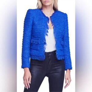 NWOT L'AGENCE Angelina Tweed Blazer Twilight Blue size 14